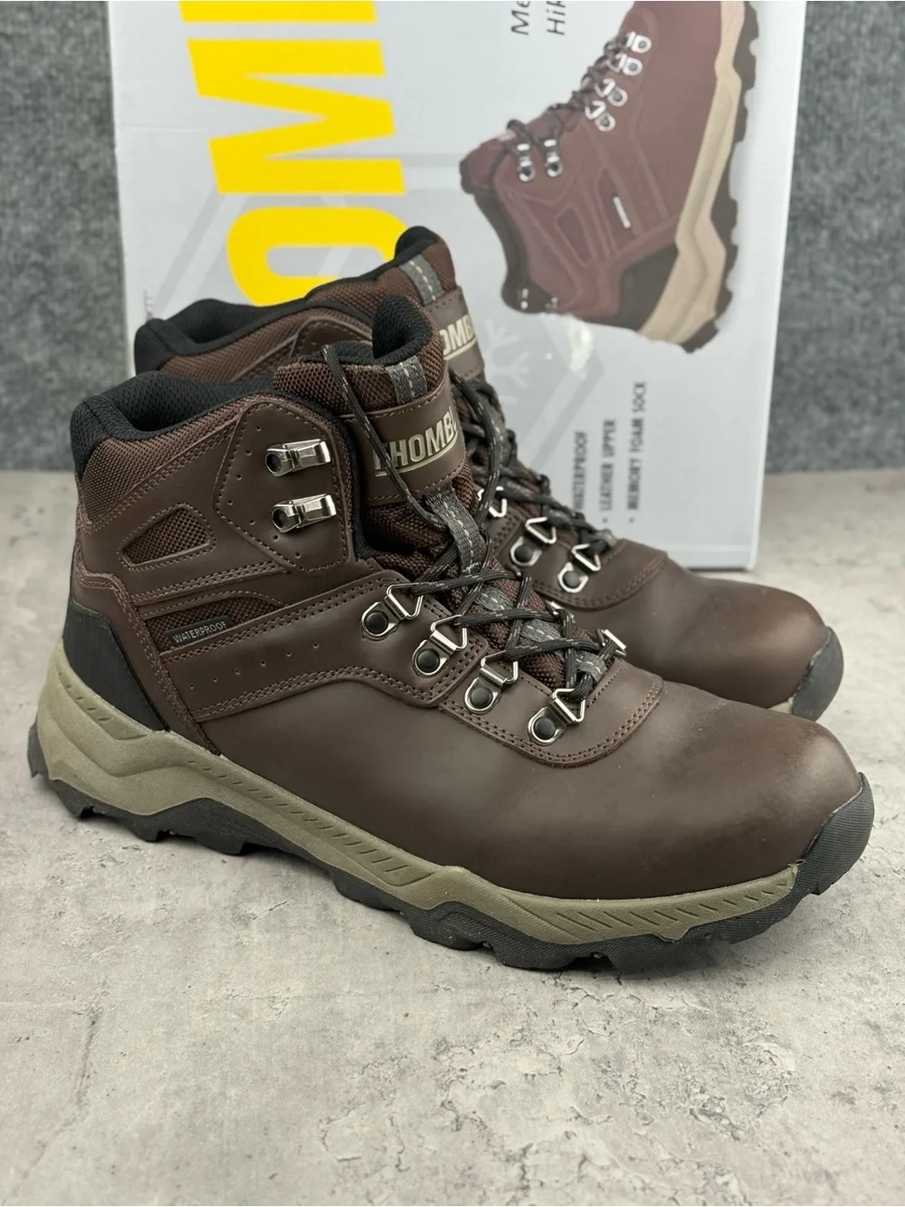 Khombu Men's Kenny Waterproof Leather Upper Hiker Boots Size 10 BROWN Worn Once
